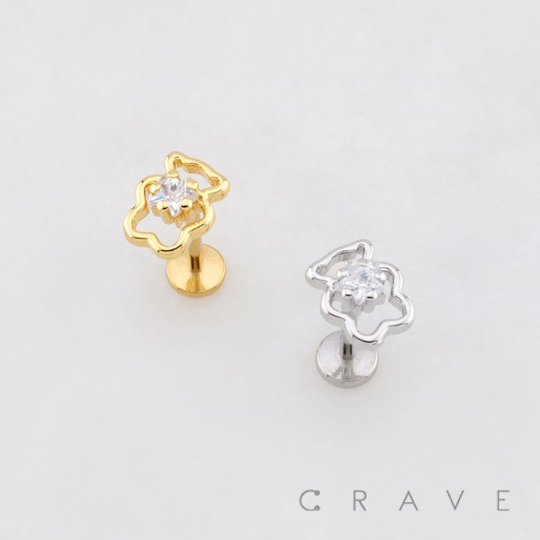 POLAR BEAR CZ THREADLESS (PUSH IN) 316L SURGICAL STEEL LABRET SET